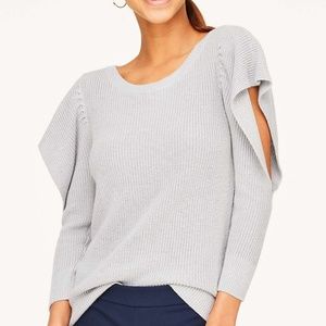 Loft Ruffle Cold Shoulder Sweater (Maroon SP)